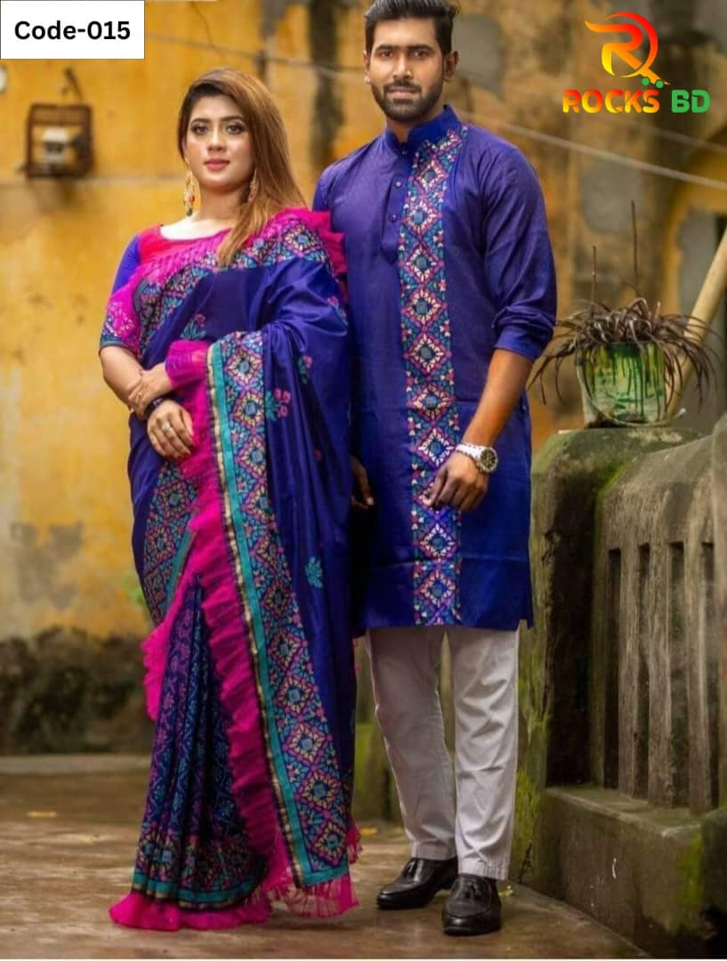 Dhupian Cotton Couple Set Saree